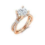 2.5Ct Cushion Cut Diamond Split Shank Unique Solitaire Ring 14K Rose Gold Finish