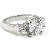 2.75ct Round Cut Diamond Engagement Ring Trilogy Classic 14k White Gold Finish