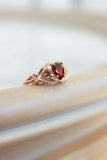 1ct Pear Cut Red Garnet Engagement Ring Floral Petal Solitaire 14k RoseGold Over