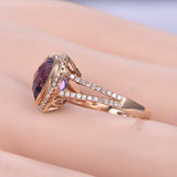 1.8ct Heart Cut Purple Amethyst Split Shank Engagement Ring 14k Rose Gold Finish