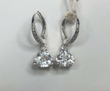 2.2Ct Trillion Cut VVS1 Diamond Leverback Dangle Earrings 14K White Gold Finish