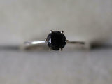 1ct Engagement Ring Round Black Diamond 6 Prong Solitaire 14k White Gold Finish