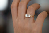 1.2ct Baguette Diamond Engagement Ring 14k Yellow Gold Finish Tapered Lineup Bar