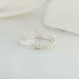 Elegant Princess Crown Tiara Engagement Ring 14k White Gold Finish