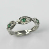 1ct Round Cut Green Emerald Wedding Band Twisted Eternity 14k White Gold Finish