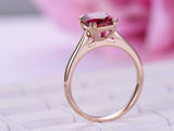 2ct Cushion Cut Pink Ruby Engagement Ring Dual Prong Solitaire 14k RoseGold Over