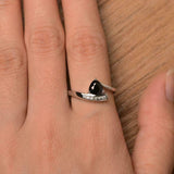 1ct Engagement Ring Trillion Cut Black Diamond Bypass Style 14k WhiteGold Finish