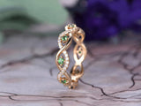 2ct Round Cut Green Emerald Wedding Band Infinity Stackable 14k Yellow Gold Over