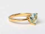 1ct Engagement Ring Heart Cut Blue Aquamarine Solitaire 14k Yellow Gold Finish