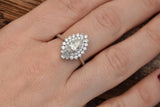 Halo Vintage Promise Engagement Ring 1ct Pear Cut Diamond 14k White Gold Finish