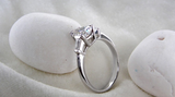 1.4ct Pear Cut Diamond Engagement Ring 14k White Gold Finish Trilogy Solitaire