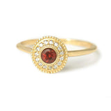 1.3ct Round Cut Red Garnet Engagement Ring Halo Milgrain 14k Yellow Gold Finish