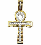 1.2ct Round Cut VVS1 Diamond Pendant Domed Ankh Cross Charm 14k Yellow Gold Over