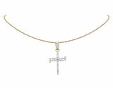 1.9ct Round Cut Diamond Nail Cross Charm Pendant 14k Two Tone Finish NO CHAIN