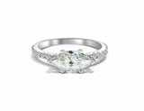 1.3ct Marquise Diamond Engagement Ring East West Solitaire 14k White Gold Finish