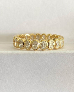 2ct Oval Simulated Diamond Bezel Full Eternity Wed Band 14k Yellow Gold Plated