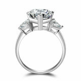 3ct Heart Cut Diamond Engagement Ring Trillion Accent Trilogy 14k WhiteGold Over