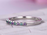 1ct Round Cut Amethyst Alternate Emerald Anniversary Band 14k White Gold Finish