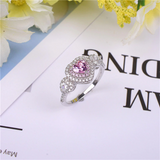 2.5ct Heart Cut Pink Sapphire Engagement Ring 14k White Gold Finish Double Halo