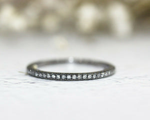 1Ct Round Cut Diamond Textured Full Eternity Wedding Band 14K Black Gold Finish