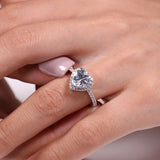 2Ct Heart Cut Diamond Accents Halo Solitaire Engagement Ring 18K White Gold Over