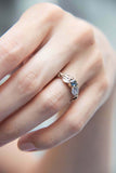 1ct Round Cut Blue Sapphire Engagement Ring Floral Petal Leaf 14k WhiteGold Over