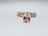 3Ct Oval Morganite Bridal Set Solitaire Ring Infinity Band 14K Rose Gold Finish