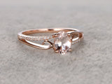 1.6ct Oval Cut Peach Morganite Engagement Ring 14k Rose Gold Finish Split Shank