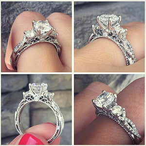 4Ct Round Cut Diamond Gatsby Vintage Women Engagement Ring 14K White Gold Finish