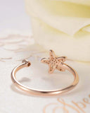 Open Cuff Star Fish Engagement Ring 0.3ct Round Cut Diamond 14k Rose Gold Finish