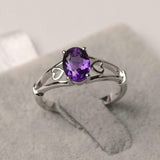 1ct Engagement Ring Oval Cut Amethyst Heart Split Shank 14k White Gold Finish