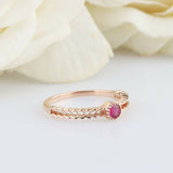 0.3ct Round Cut Pink Ruby Wedding Band Split Open Solitaire 14k Rose Gold Finish