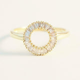 Round Open Circle Engagement Ring 2ct Baguette Cut Diamond 14k YellowGold Finish