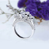 4Ct Round Cut Diamond Three Stone Vintage Engagement Ring 14K White Gold Finish