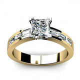 2.1ct Princess Cut Diamond Dual Tone Engagement Ring 14k Yellow Gold Finish