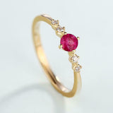 2ct Round Cut Pink Ruby Curved Bridal Set Engagement Ring 14k Yellow Gold Finish