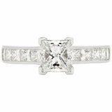 1.5ct Princess Cut Diamond Engagement Ring Accents Solitaire 14k White Gold Over