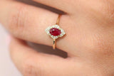 1.5ct Oval Cut Pink Ruby Diamond Halo Engagement Ring 14k Yellow Gold Finish