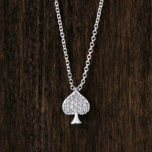 0.19ct Round Cut Diamond Ace of Spade Pendant 14k White Gold Finish NO CHAIN