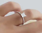 1ct Princess Cut Diamond Engagement Ring Twist Rope Style 14k White Gold Finish