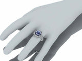 5ct Round Cut Blue Sapphire Engagement Ring Cocktail Art Deco 14k WhiteGold Over