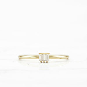 Dainty Minimalist Engagement Ring 0.2ct Baguette Cut Diamond 14k YellowGold Over