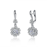 1.5ct Round Cut VVS1D Diamond Floral Design Drop Earrings 14k White Gold Finish