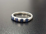 1.3ct Wedding Ring Band Round Cut Blue Sapphire Stackable 14k White Gold Finish