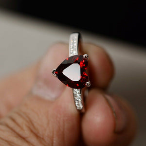 2ct Heart Cut Red Garnet Solitaire Promise Engagement Ring 14k White Gold Finish