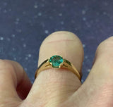 1.4ct Engagement Ring Round Cut Green Emerald Solitaire 14k Yellow Gold Finish