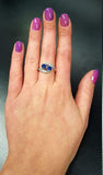 2ct Engagement Ring Round Cut Blue Sapphire Two Stone Swirl 14k WhiteGold Finish