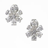 0.4ct Pear Cut VVS1D Diamond Stylish Flower Stud Earrings 14k White Gold Finish