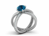 2ct Round Cut London Blue Topaz Braided Open Split Shank Ring 14k WhiteGold Over