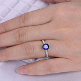 2ct Round Blue Sapphire Engagement Ring Diamond Round Accent 14k White Gold Over